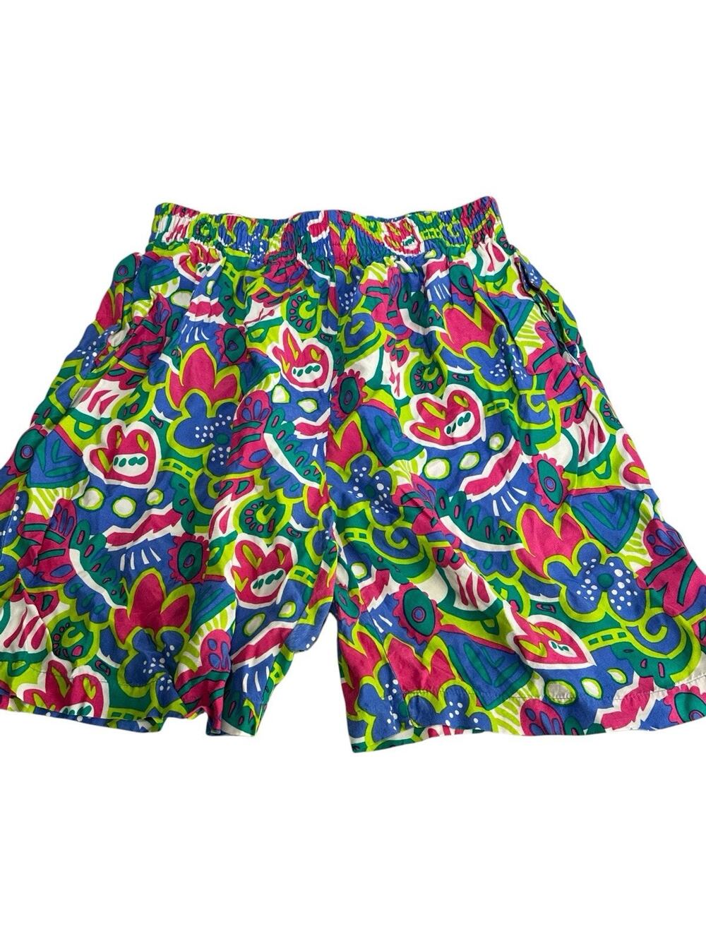 Vintage 90s Tropical Floral Shorts Womens S Resortwear